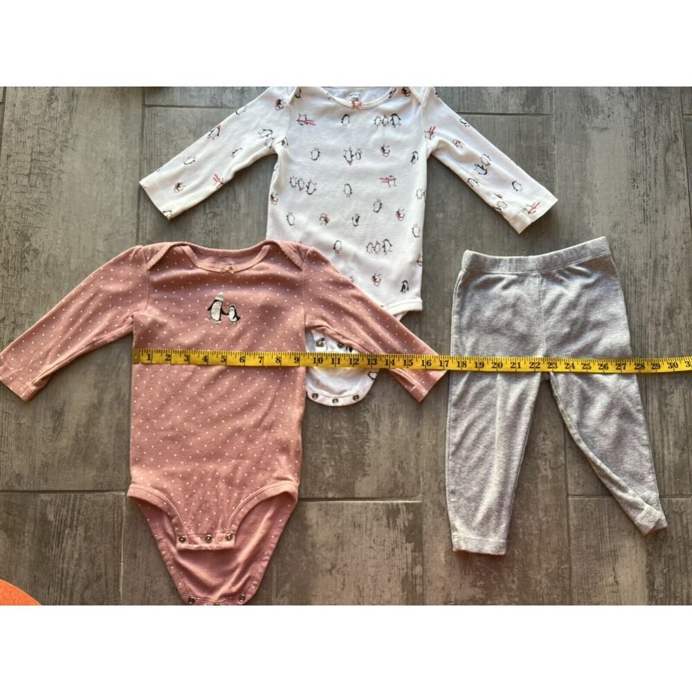 Baby Toddler Girl 3 Piece Outfit Penguin Bodysuits & Pants Set Cotton Cute 18m - Picture 7 of 13